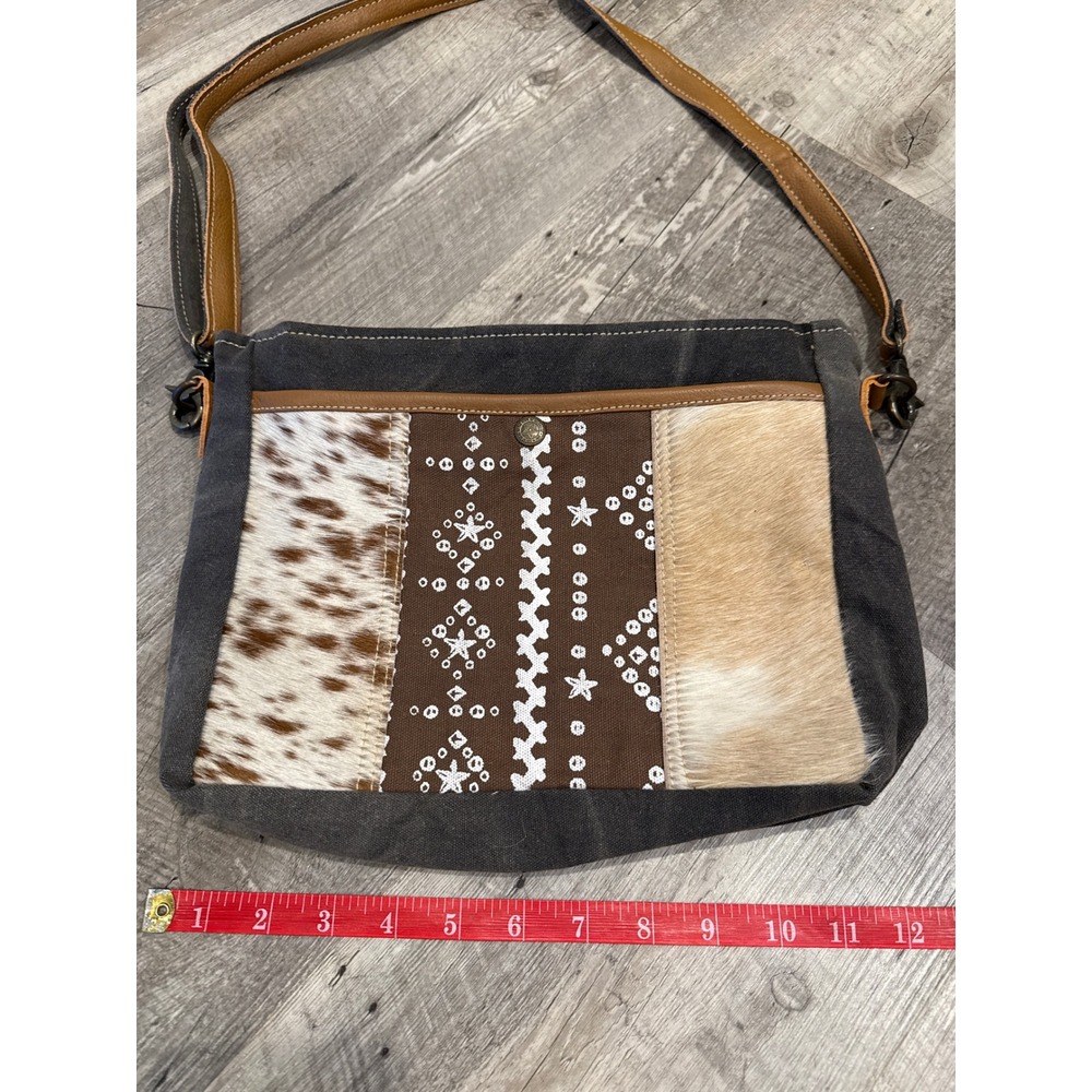 Western Cowhide Patchwork Shoulder Bag Crossbody … - image 3